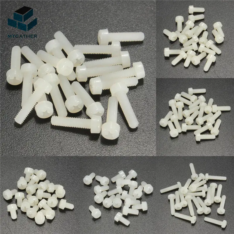 MTGATHER 20Pcs M2.5 Round Nylon Screws Phillips Plastic Screws Round