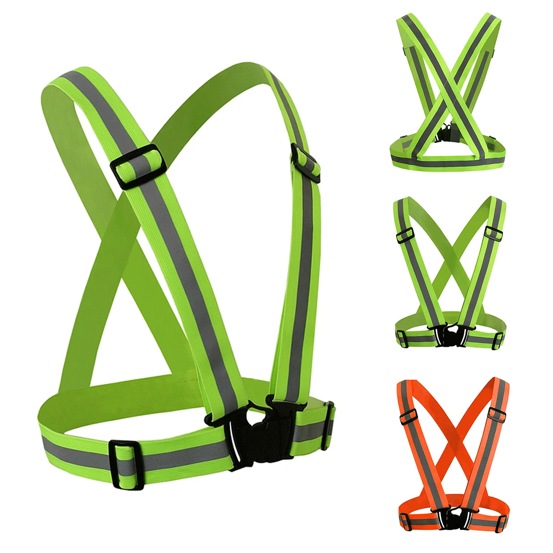 Adjustable Safety High Visibility Reflective Vest Stripes Jacket Night Running