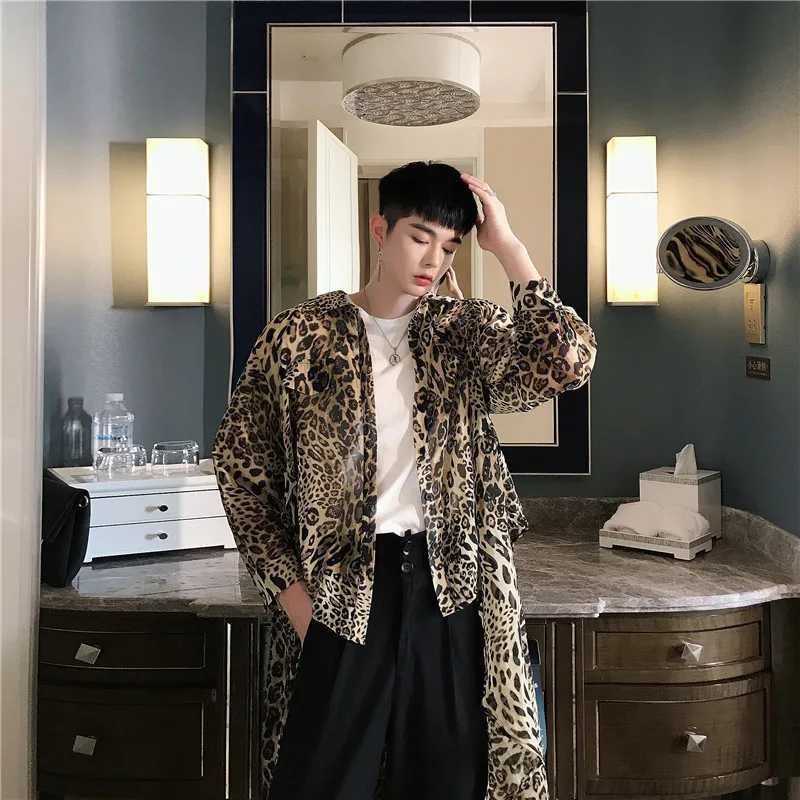 Ветровка летняя новая мода шифон Леопардовый принт рубашка уличная одежда куртка тонкое длинное горячее пальто