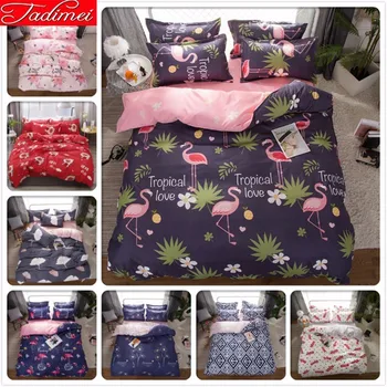 

Tropical Flamingo Pattern Duvet Cover Bedding Set Adult Kids Soft Cotton Bed Linen Single Twin Full Queen King Size Bedspreads