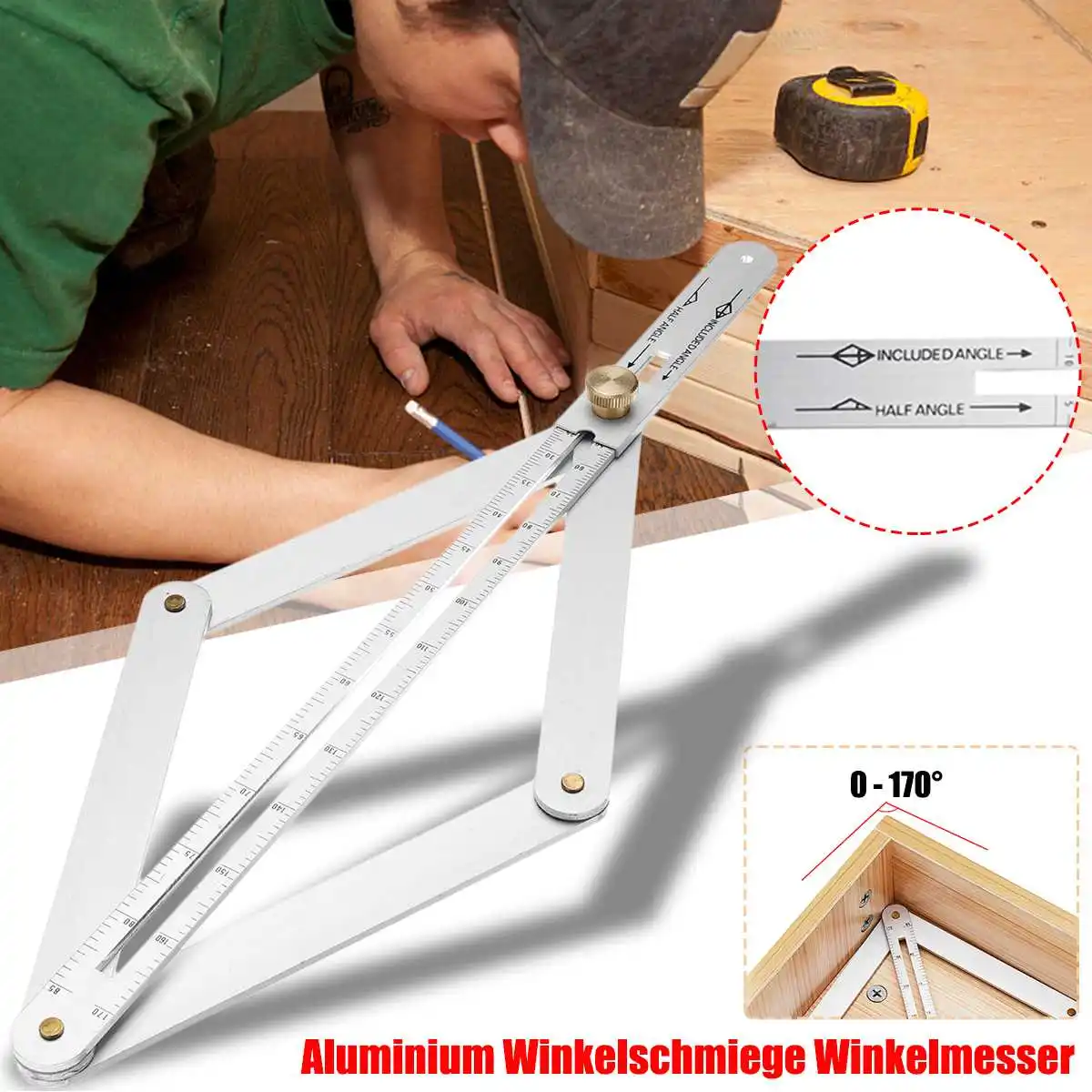 

15 Inch Universal Miter Angle Measuring Tool Ruler Frame Carbon Steel Protractor Multi-angle Measurement Woodworking Tools