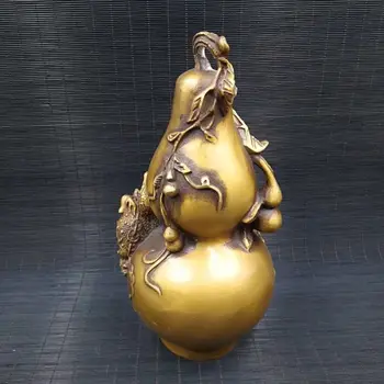 

Chinese Antique Brass gourd carving Home decorations Qianlong Year