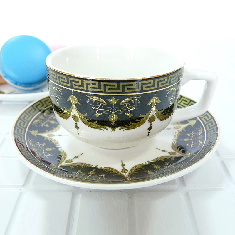 

High quality bone china coffee cup set deluxe dark leaf pattern a set of 12 pieces 90ml birthday holiday gift