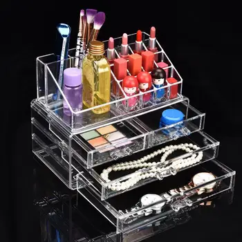 

Clear Makeup Cosmetics Watch Holder Jewelry Storage Display Box Detachable Multi Layer Case with Drawers for Jewelry Organizer