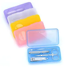 Высокое качество пластиковая коробка ножницы для ногтей 4 шт маникюрные ножницы из нержавеющей стали ножницы для ногтей Красота Пинцет ухо ложка набор