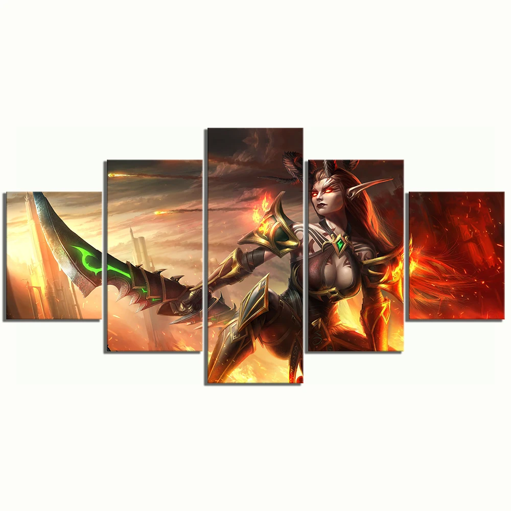  5 Piece Classic Game WOW Warcraft DOTA 2 Painting Poster Decorative Mural Art Room Wall Decor Canva