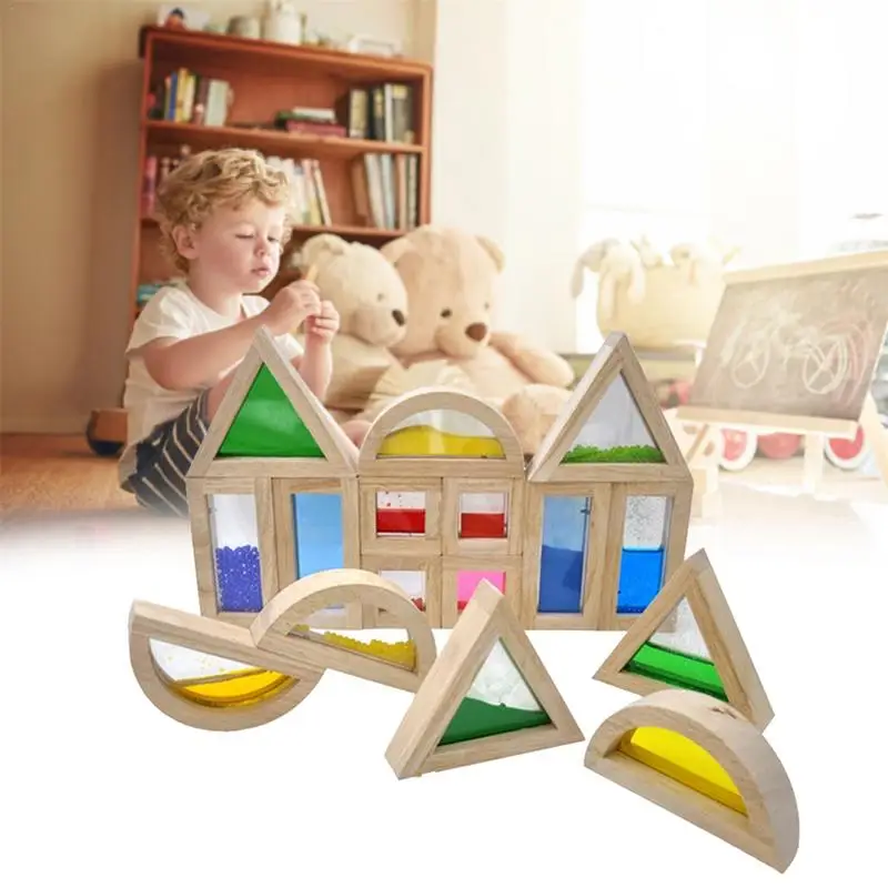 Высококачественные акриловые радужные строительные блоки со звуком-инновационное обучение детей, детские строительные блоки, игрушки
