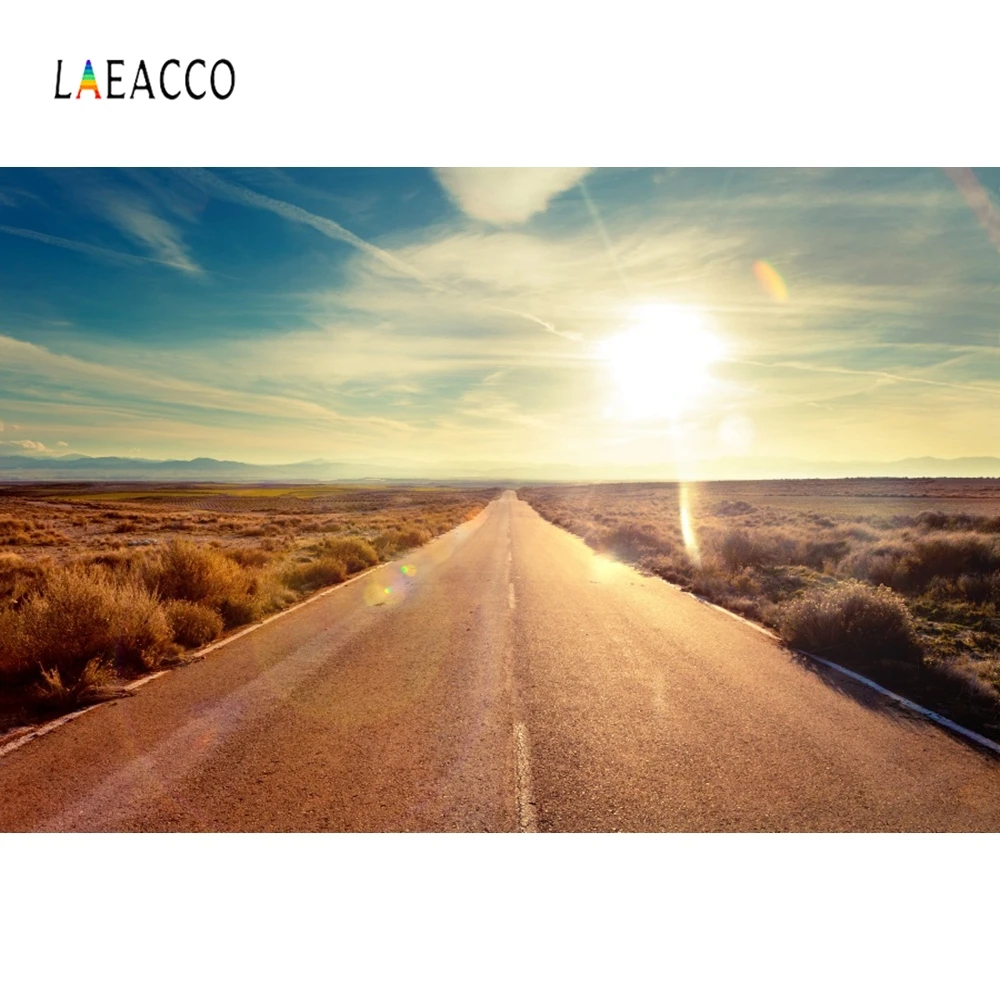 

Laeacco Road Sunshine Mountains Backdrop Nature Photography Backgrounds Customized Photographic Backdrops For Photo Studio
