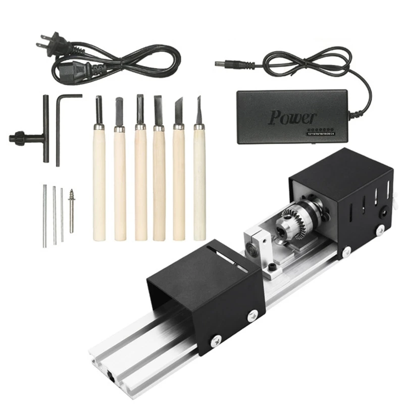 

Eu Plug 100W Machine Mini Lathe Diy Woodworking Lathe Machine Grinding And Polishing Beads Polishing Drill Rotary Tool Wood Wo