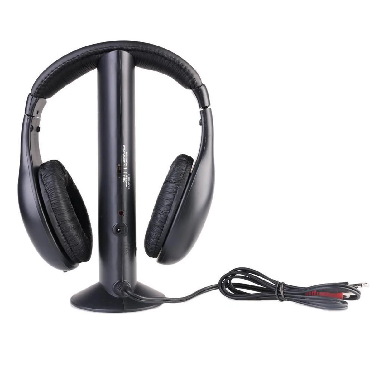 

SOONHUA 5 In 1 Cordless RF Headset Wireless Headphones With FM Transmitter Stand For PC TV DVD Game Player MP3 Radio Skype