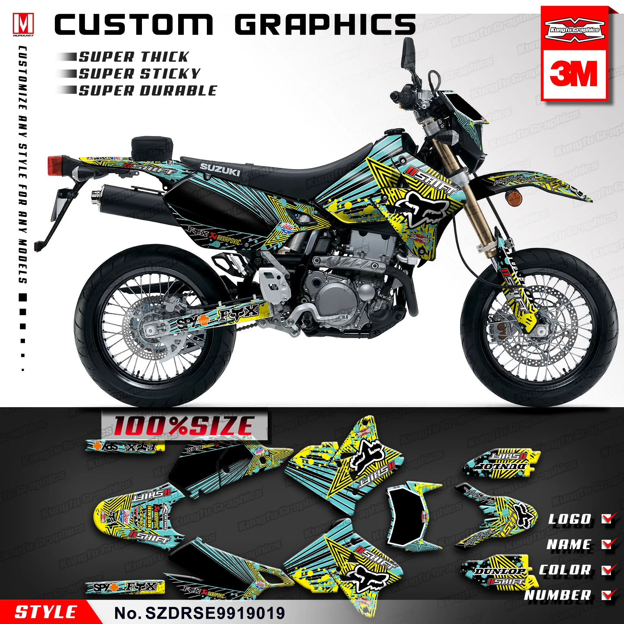 Wheel Sticker Supermoto Suzuki DR 125 650 DRZ 400 SM RMZ 250 450 Rim Stickers