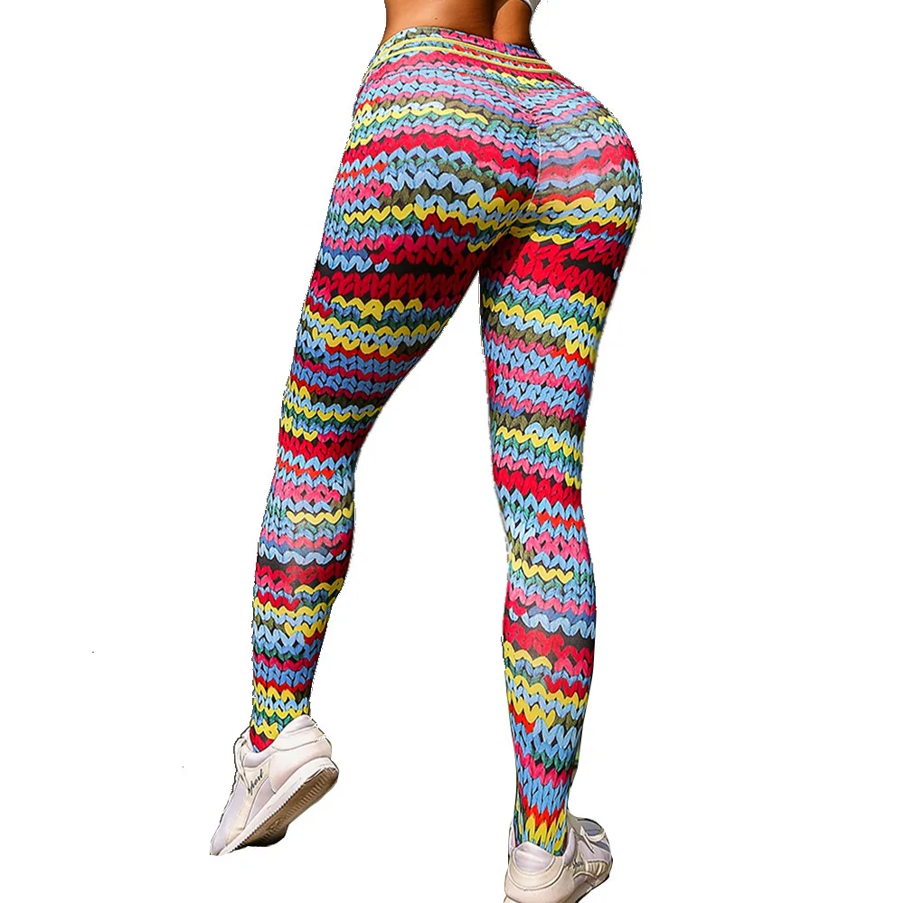 

High Waist Digital Printing Yoga Pants Hemp Rope Wool Flower Bark Simulation Printing Yoga Pants Elastic Sports Fitness Leggings