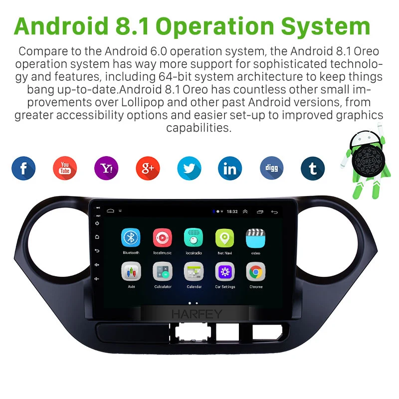 Автомагнитола Harfey 2Din с GPS стерео для HYUNDAI I10 LHD Android 2013 9 дюймов Wi Fi головное
