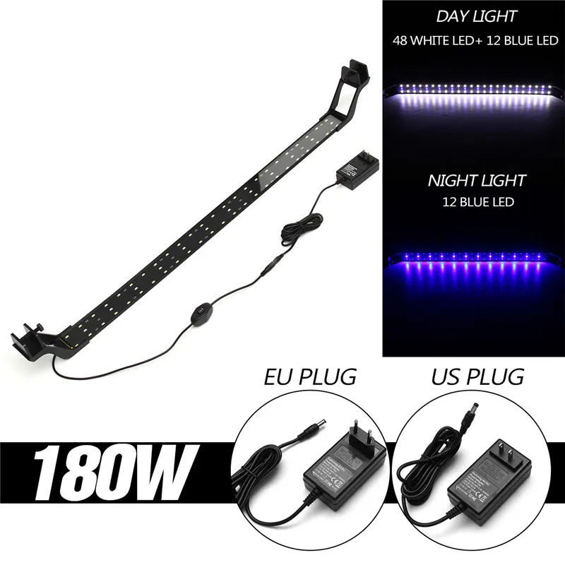 

Aluminium LED Aquarium Lighting Fish Tank Light Hood with Adjustable Extendable Brackets Fit for 85-95cm Fish Tank 110V/220V