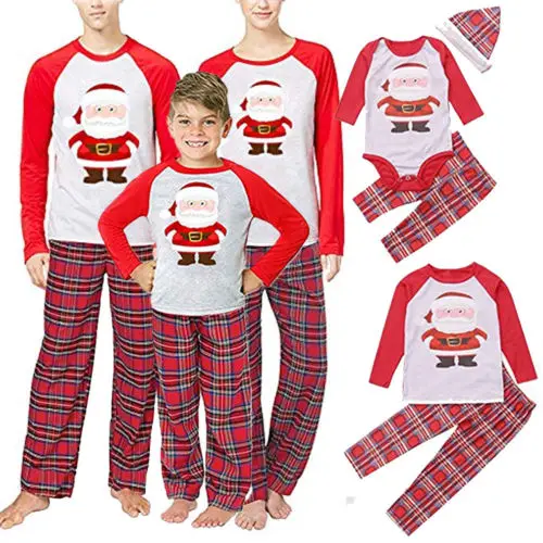 Рождественский Семейный комплект с Санта Клаусом; пижамный комплект; Рождественский пижамный комплект; костюмы на год; одежда для сна для взрослых и детей