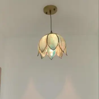 

Antique 1 pcs glass shade pendant lights for Dining Room Tiffany lamps lustre Kitchen light Retro E27 led pendant lamps Avize