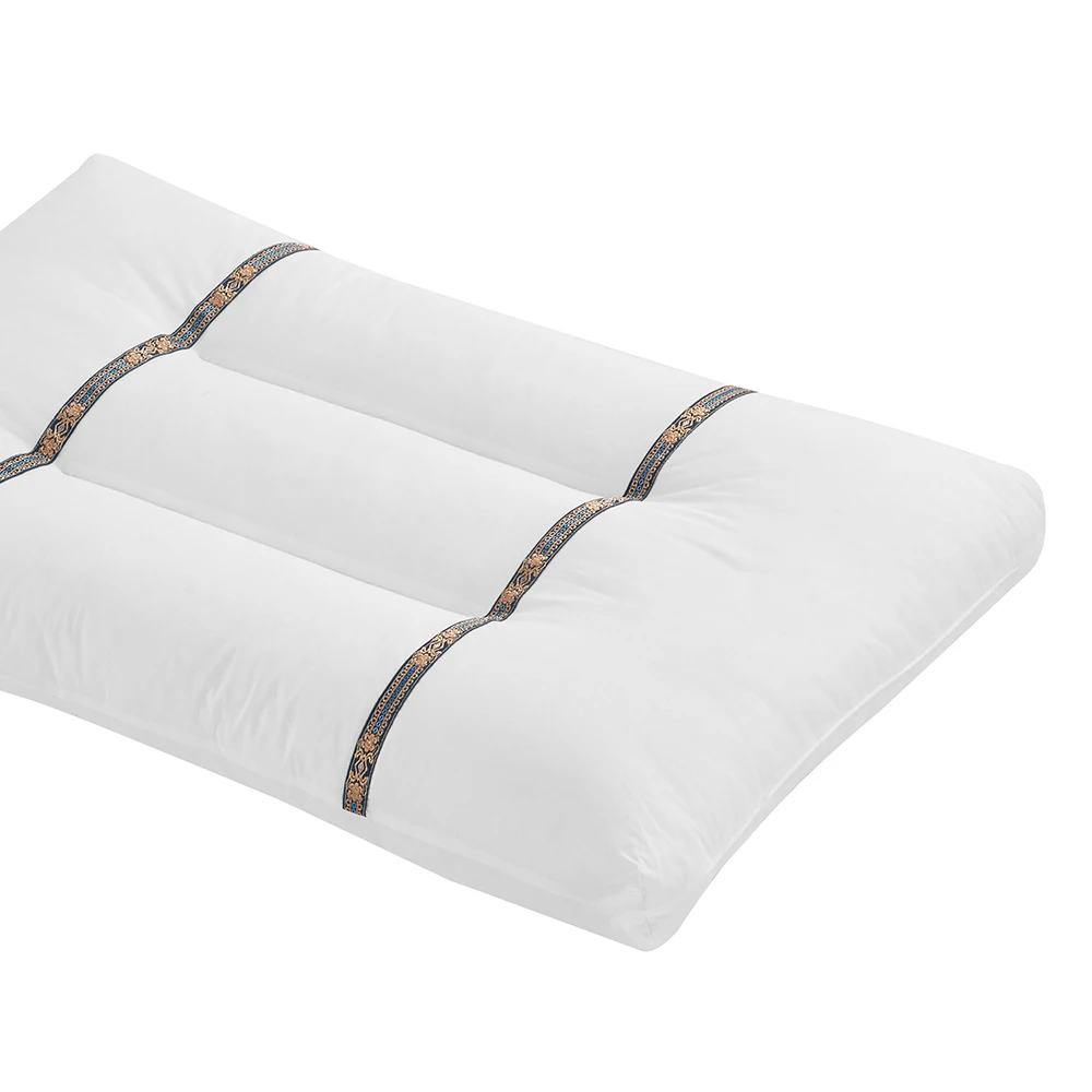 Almohada blanca de diseño de parche de ranura 2 piezas 100% poliéster 550 relleno Power 40 S juego de cama de tela mi almohada 2019 3D protección del cuello - 5