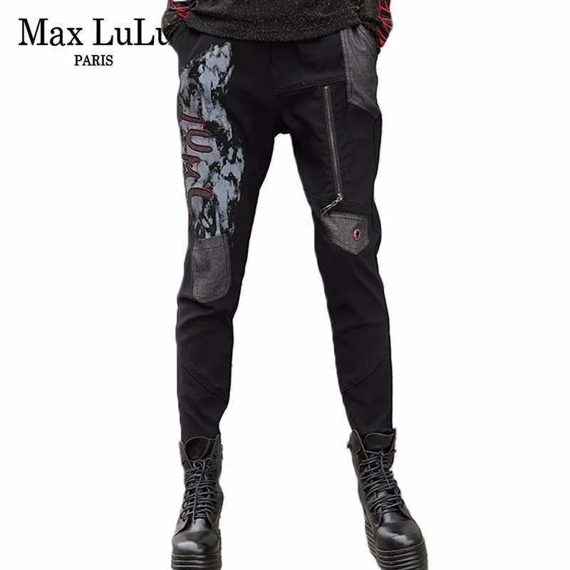 Женские джинсы шаровары Max LuLu черные винтажные джинсовые брюки в стиле панк с