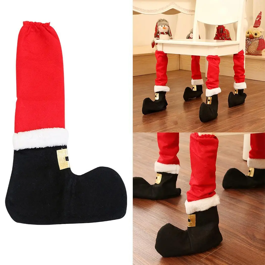 Covers Decoration Christmas Home Solid Desk Leg Red Cute Table