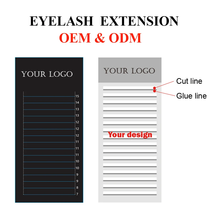 

200 Cases Private label personal logo name eyelash extension ODM OEM random size customize lash extension with custom brand name