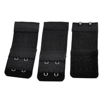

3 parts ladies 2 x 2 hook and loop tape Elastic extension Bra Extension Black