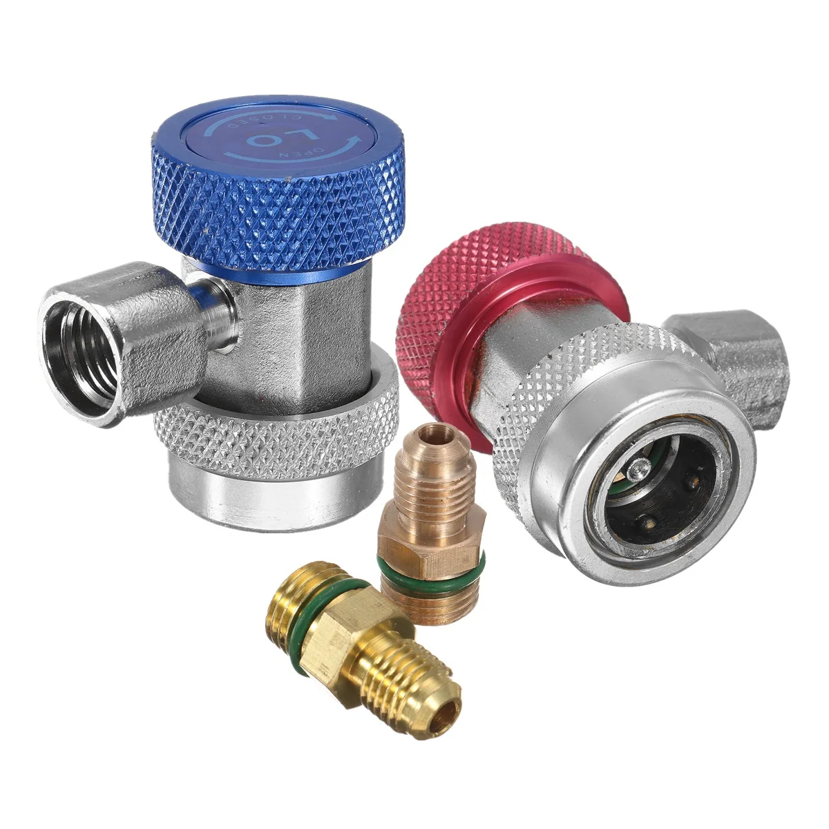 

2PCS R134a Quick Couplers Adapter Mayitr Adjustable SAE Car uto A/C Air Condition High Low Gas Connector Blue Red Color