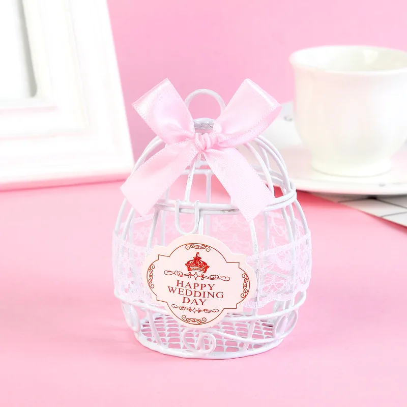 

Luxe White Bird Cage Wedding Gift Box Favors Metal Birdcage Candy Table Decor
