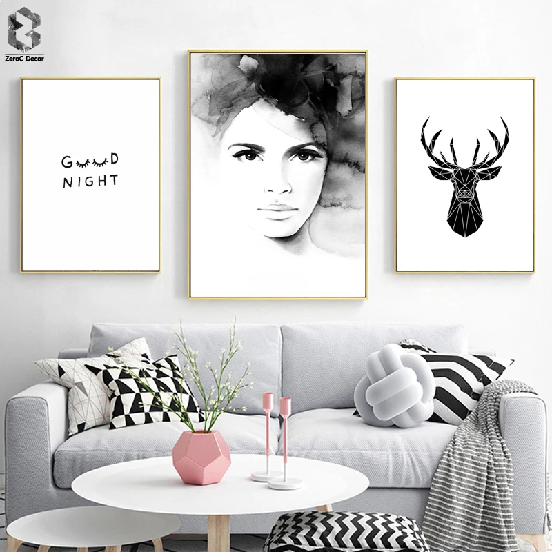 

Nordic Black White Canvas Poster Figure Painting Minimalist Quotes Wall Art Print Picture for Living Room Home Decor