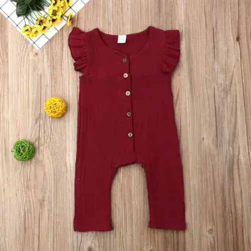 

Newborn Infant Baby Girls Pure Color Romper Jumpsuit Bodysuit Outfits Playsuit