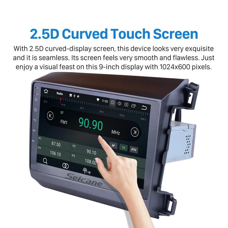 Discount Seicane Android 8.0 9 Inch Car Radio 1 Din 8-core HD 1024*600 Tochscreen Multimedia Player For 2012 Honda Civic RHD With 4G+32G 2