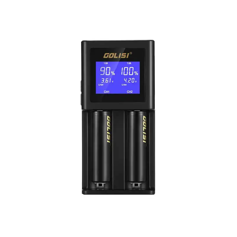 Kopen Golisi S2 2.0A Smart Charger Lcd Voor 18650 20700 26650 Li Ion Ni Mh Ni Cd Aa Aaa Oplaadbare Oplader Voor batterij (Eu Plug)