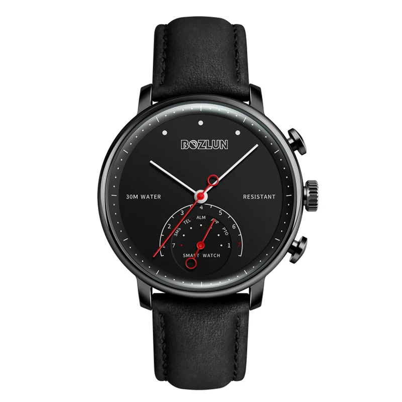 

Bozlun Bluetooth Business Quartz SmartWatch Men Leather Smart Watch Clock Waterproof Wristwatch Watches Message Call Reminder