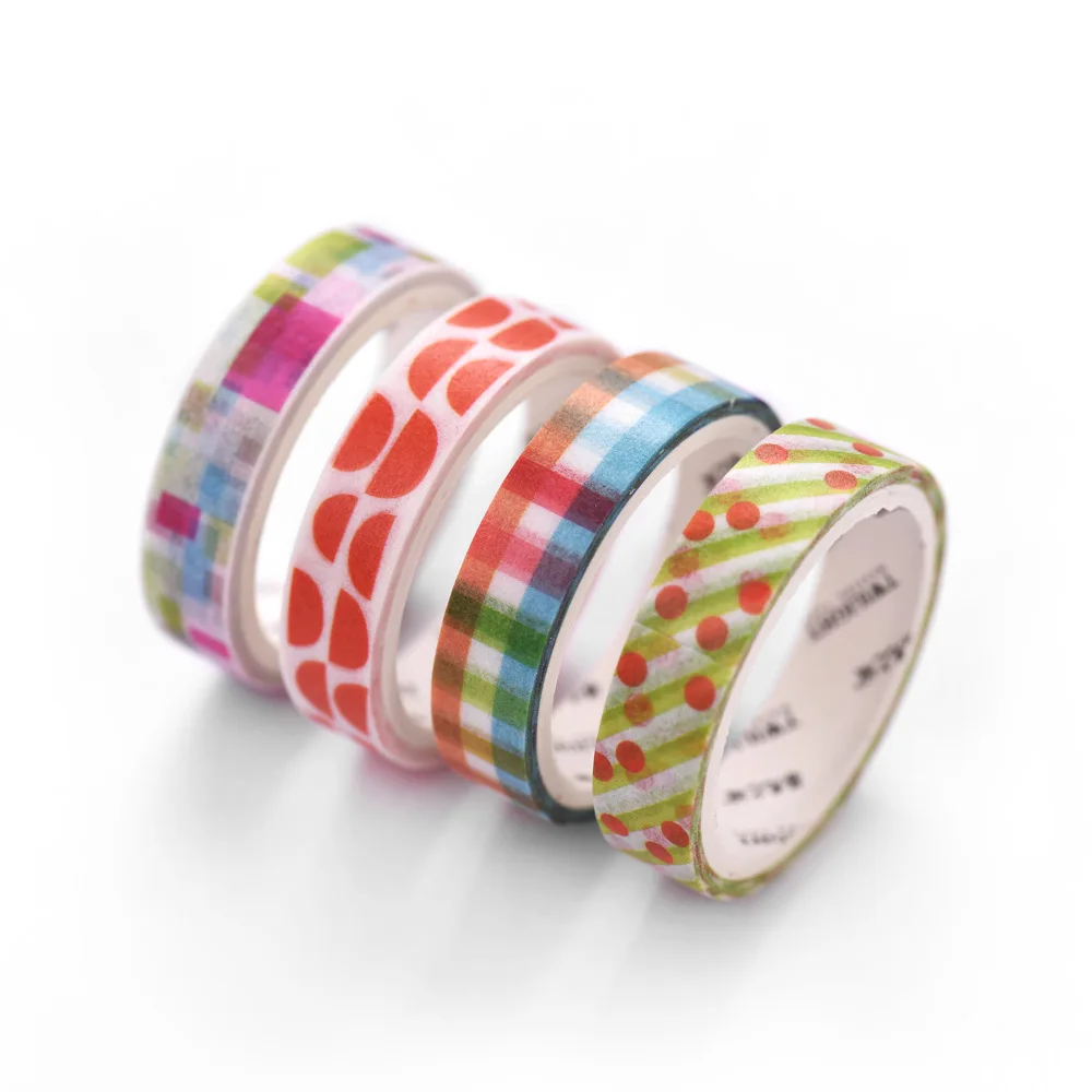 

4Pcs Basic Decorative Masking Paper Tape Set for Scrapbooking DIY Decoration Gift Packing 9mm * 3m