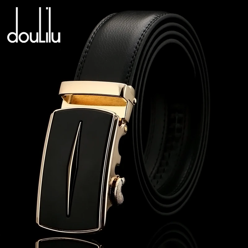 

Belts For Men Automatic Buckle Genuine Leather Luxury Brand Black Strap Business Vintage Designers High Quality Men's Jeans Belt