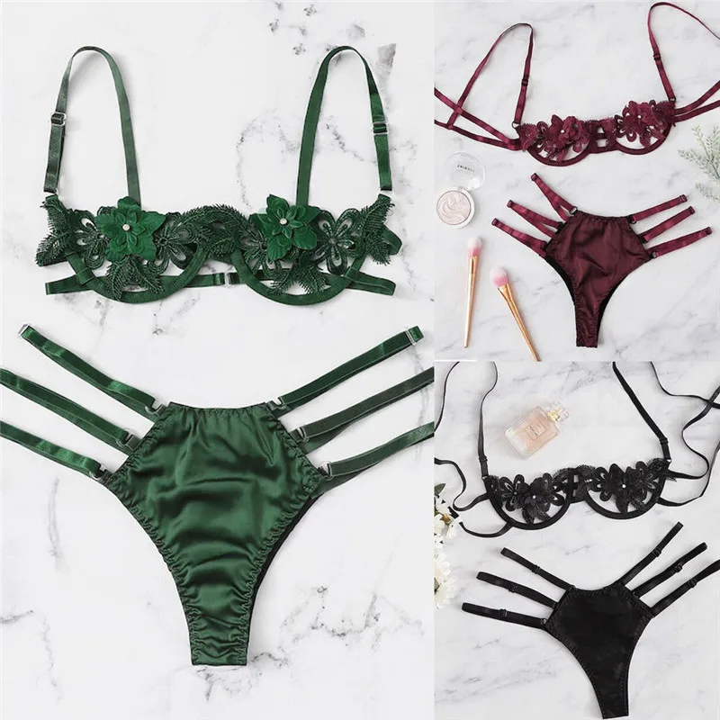 

Sexy Women Lingerie Lace Bra 2019 Sexy Lace Up Underwear Bandage G-string Babydoll Bra Set vestidos mujer