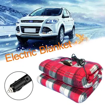 

Professional DC 12V 50W Car Heated Polar Fleece Red Plaid Warm Throw Travel Electric Blanket For Outdoor Traveling