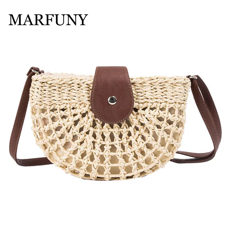 

Hot 2019 Women Straw Bag Bohemian Straw Rattan Travel Beach Handbag Small Shell Hobo Lady Vintage Crossbody Bags