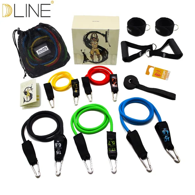 dline 11 stks set pilates tubing weerstand band set expandersdline 11 stks set pilates tubing weerstand band set expanders oefening tubes praktische sterkte crossfit
