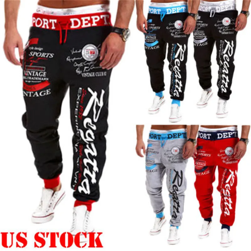 

US Men Casual Sport Pants Long Trousers Tracksuit Fitness Workout Joggers Gym Sweat pant