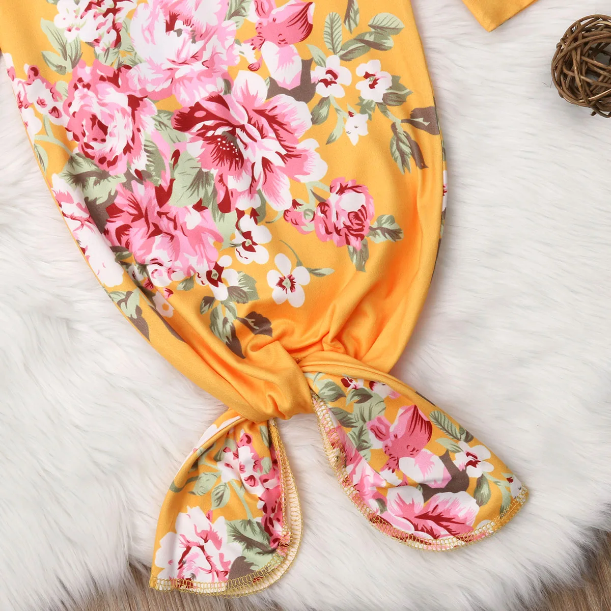 Newborn Baby Floral Swaddling Wrap Blanket Sleeping Bag Swaddle 3Pcs Set