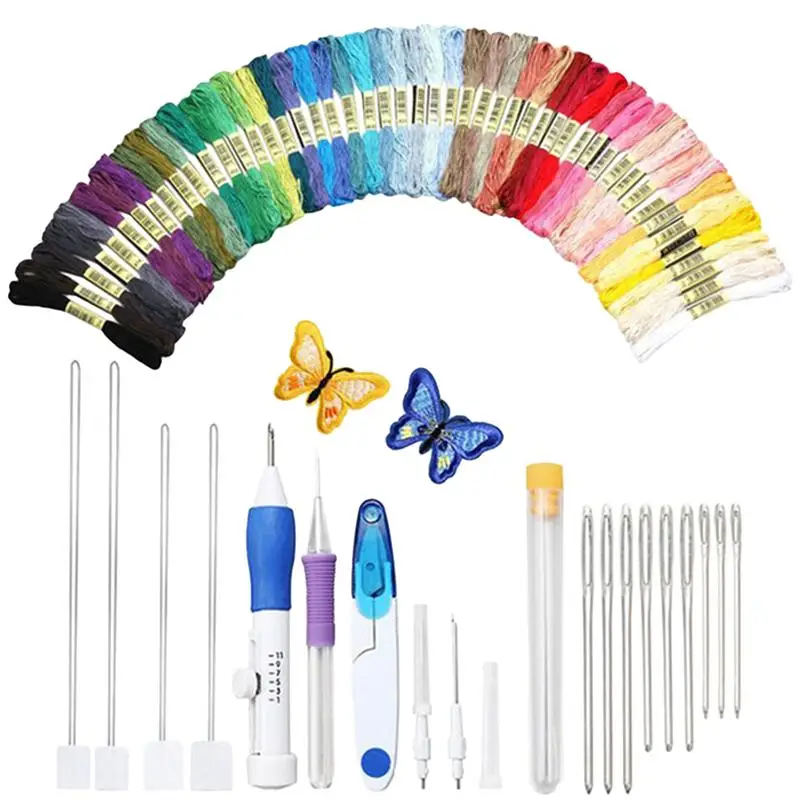 

Embroidery Stitching Tool Bookbinding Tools Kit Including Needles Thread Scissors Sewing For Cross-Stitch Stitchwork Home