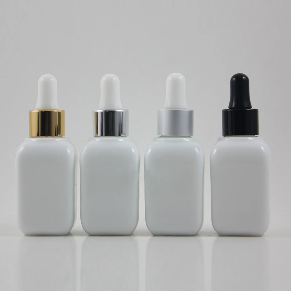 

100pcs 30ml bottle packaging white jade essential oil container, aromatherapy perfume glass dropper refillable bottles