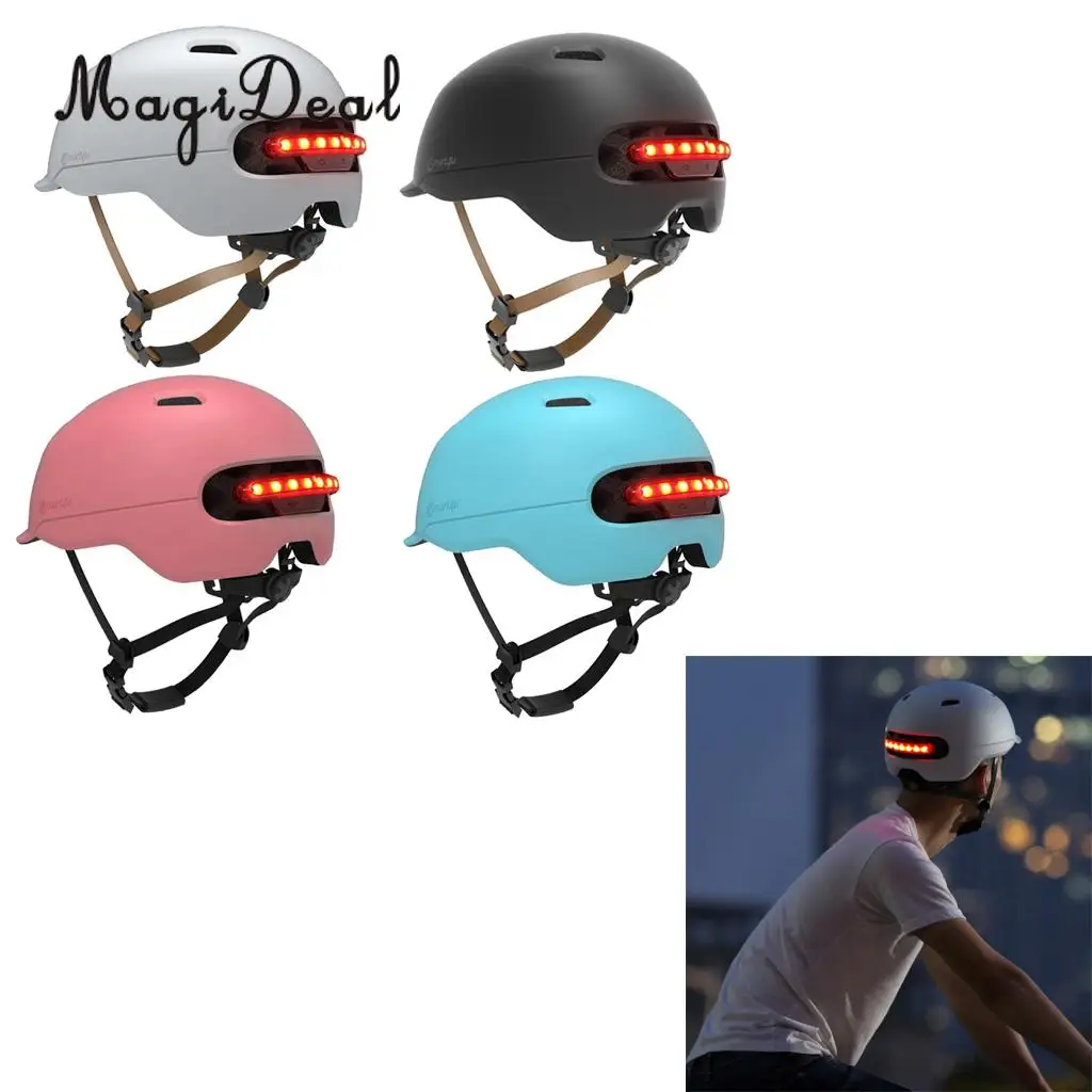 

Adjustable Motorcycle Helmet BMX Bicycle Safety Helmet Scooter with LED Alarming Light
