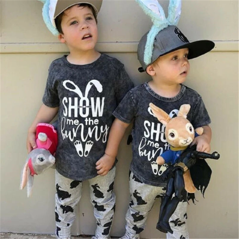 Toddler Baby Boy Girl Easter Clothes T-Shirt Tops+Long Leggings Casual Outfit Set New Baby Clothes Easter Rabbit Set Cute Rabbit