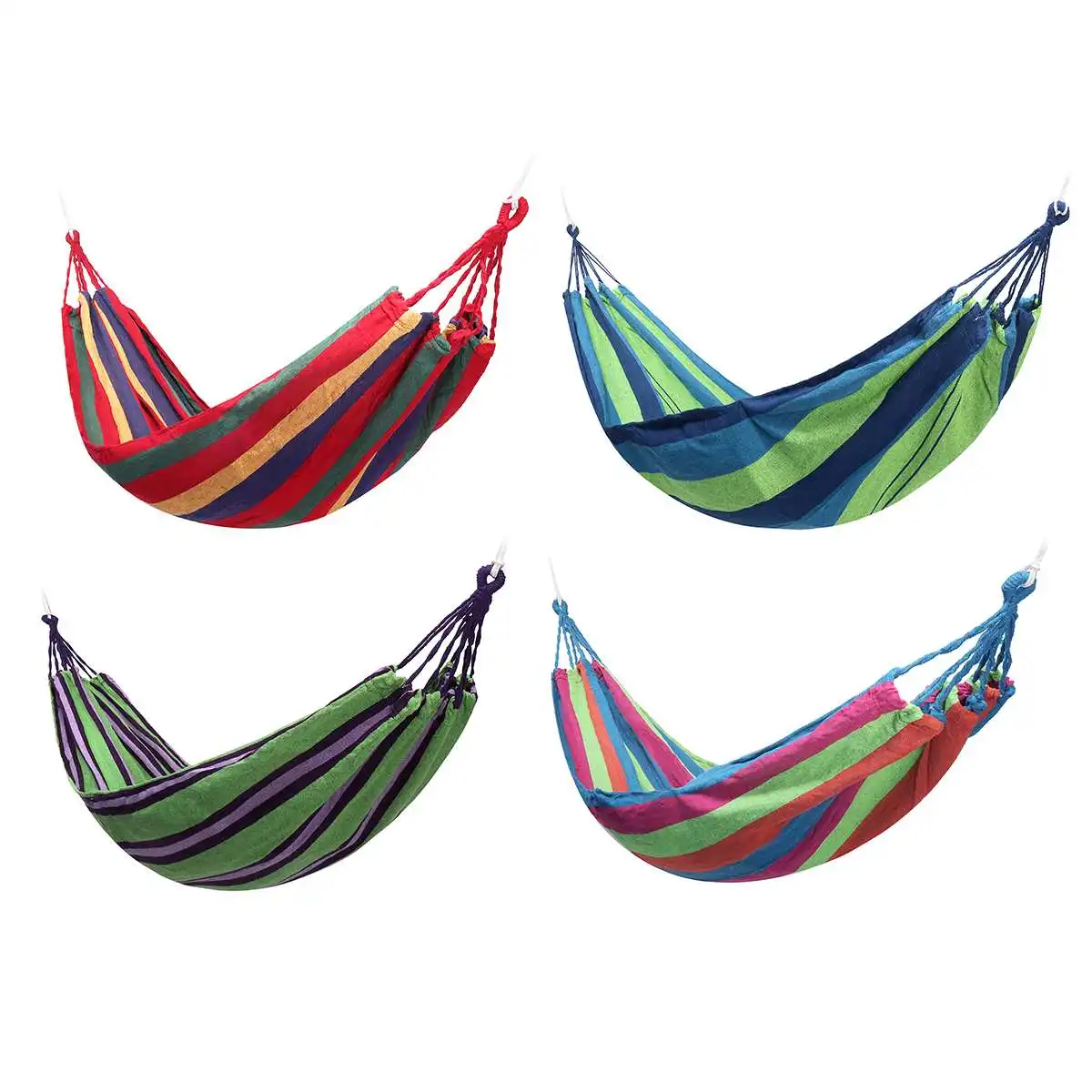 

SGODDE 4Colors Portable Hammock Outdoor Hammock Garden Sports Home Travel Camping Swing Canvas Stripe Hang Bed Hammock With Bag