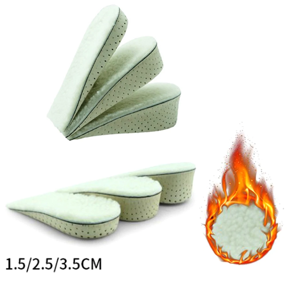 1Pair Natural Increase Height Insoles Cashmere Thermal Snow Boots Shoe