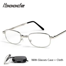 Iboode, складные металлические очки для чтения, с застежкой-молнией, чехол, Серебряные очки для чтения, для дальнозоркости, для дальнозоркости, для мужчин и женщин, унисекс