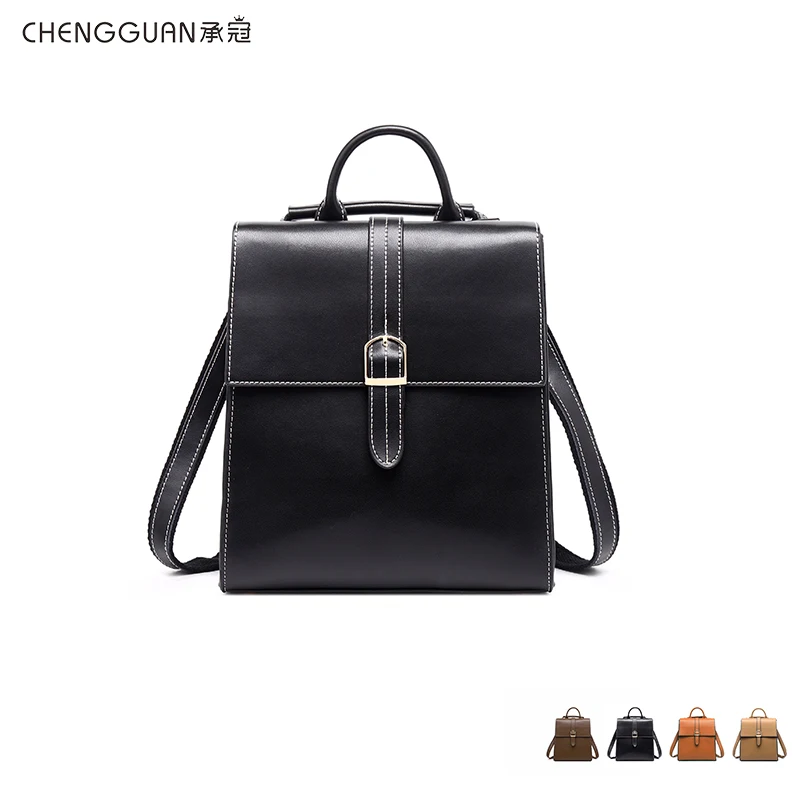 

fashion quality chengguan 2632 genuine leather leisure backpack simplicity comfortable high-capacity practical durabl 2 Buckle
