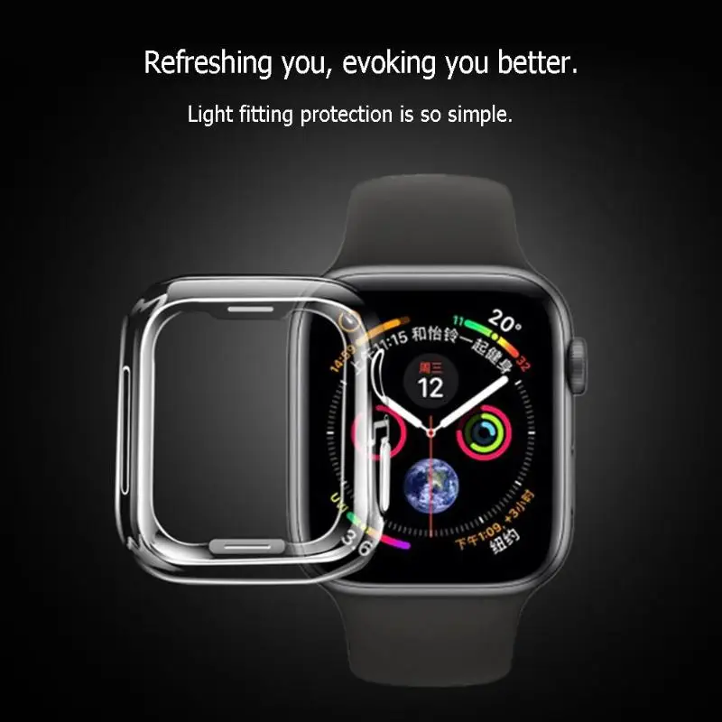 

ALLOYSEED Ultra-thin Soft TPU Half Coverage Screen Protective Case Cover Shell Frame Protector for Apple Watch iWatch Series 4