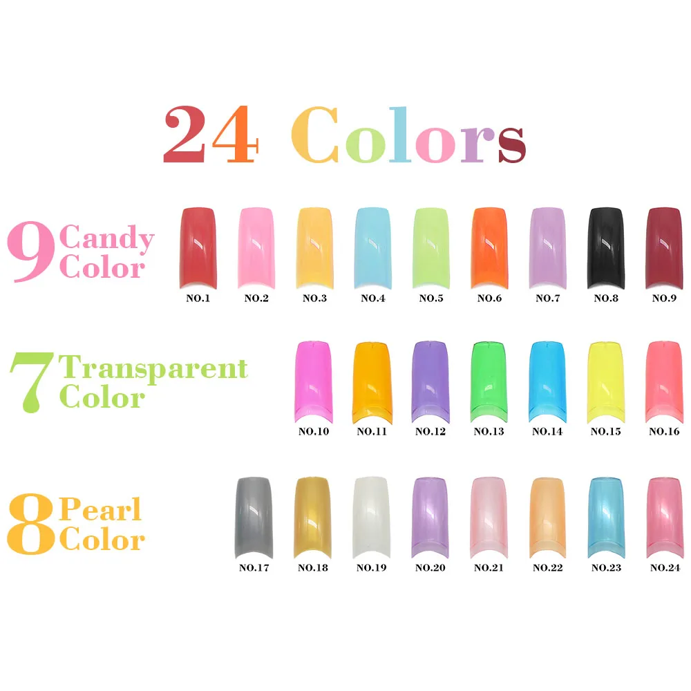 

Kimcci 500 pcs/lot 24 Candy Colors French False Nail Tips Rainbow color Artificial Fake Nail Art Beauty Manicure Makeup Tools